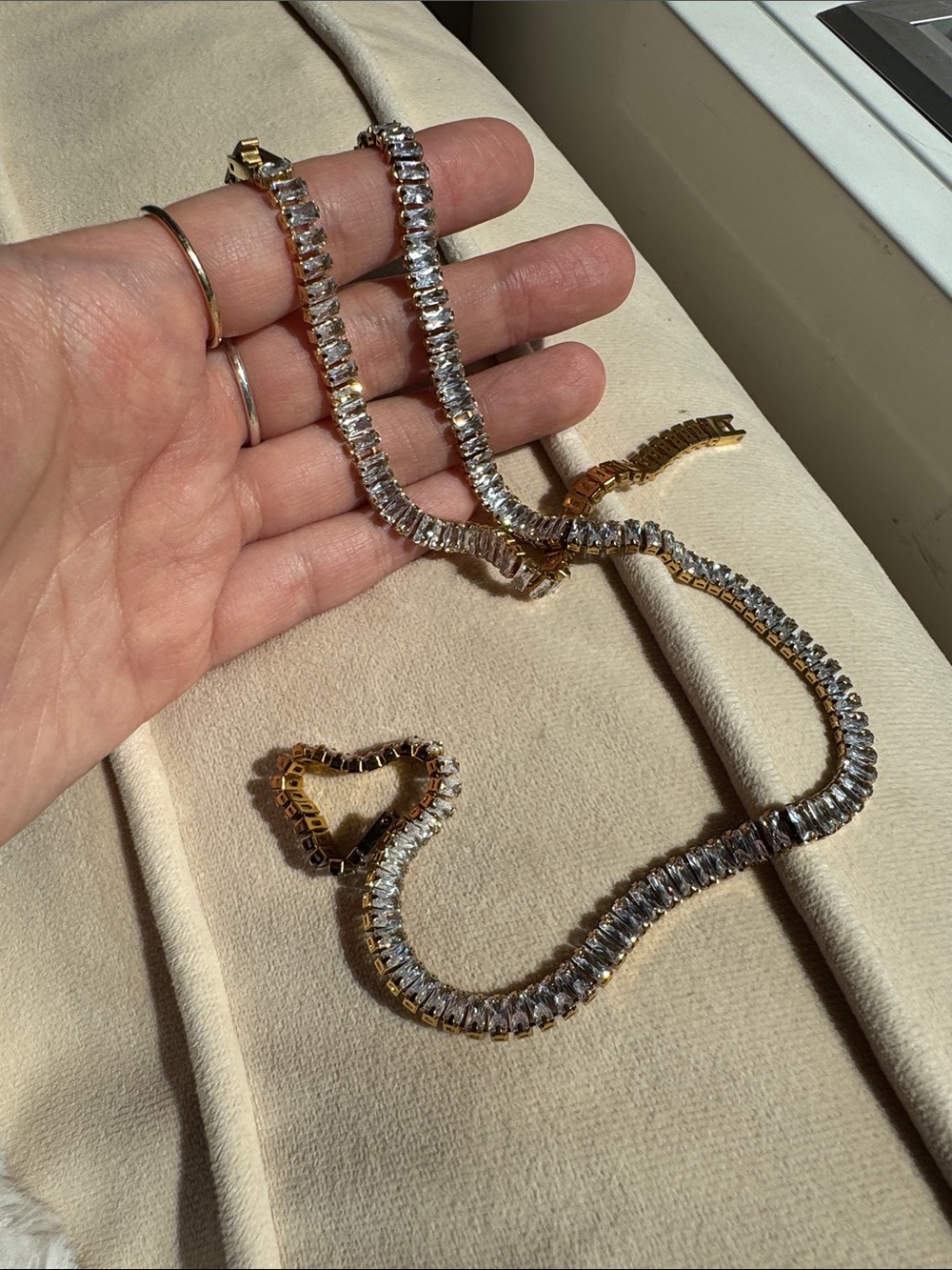 Gold-Tone Crystal Tennis Necklace and Bracelet Set